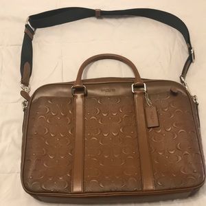 Brown Coach Logo Laptop Bag
